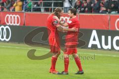 3. Fußball-Liga - Saison 2019/2020 - FC Ingolstadt 04 - Carl Zeiss Jena - Der 5:1 Führungstreffer durch Fatih Kaya (#9,FCI)  - jubel - Björn Paulsen (#4,FCI)  - Peter Kurzweg (#16,FCI)  - Foto: Meyer Jürgen