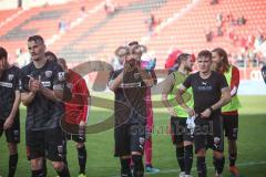 3. Fußball-Liga - Saison 2019/2020 - FC Ingolstadt 04 -  Preußen Münster - Die Spieler bedanken sich bei den Fans  - Foto: Jürgen Meyer