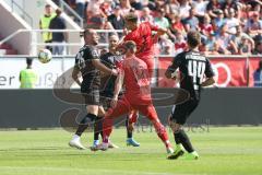 3. Fußball-Liga - Saison 2019/2020 - FC Ingolstadt 04 - Hallescher FC - Dennis Eckert Ayensa (#7,FCI)  - Sebastian Mai (#26 HFC) - Patrick Göbel (#44 HFC) - Patrick Sussek (#37,FCI) - Foto: Meyer Jürgen