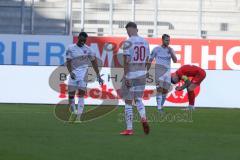 3. Fußball-Liga - Saison 2019/2020 - FC Ingolstadt 04 - Victoria Köln - Enttäuschte Gesichter nach dem Spiel - Stefan Kutschke (#30,FCI)  - Agyemang Diawusie (#11,FCI)  - Michael Heinloth (#17,FCI)  - Foto: Meyer Jürgen