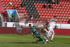 3. Fußball-Liga - Saison 2019/2020 - FC Ingolstadt 04 - Victoria Köln - Andre Weiss Torwart Köln - Björn Paulsen (#4,FCI)  - Dennis Eckert Ayensa (#7,FCI)  - Foto: Meyer Jürgen