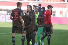 3. Fußball-Liga - Saison 2019/2020 - FC Ingolstadt 04 -  Preußen Münster - Chef-Trainer Jeff Saibene (FCI) - Filip Bilbija (#35,FCI)  - Foto: Meyer Jürgen