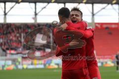 3. Liga - Fußball - FC Ingolstadt 04 - FSV Zwickau - Tor 2:1 durch Dennis Eckert Ayensa (7, FCI) Jubel mit Fatih Kaya (9, FCI) Schrei