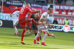 3. Fußball-Liga - Saison 2019/2020 - FC Ingolstadt 04 - Victoria Köln - Stefan Kutschke (#30,FCI)  - Dominik Lanius (#36 Köln) - Foto: Meyer Jürgen