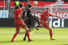 3. Fußball-Liga - Saison 2019/2020 - FC Ingolstadt 04 - KFC Uerdingen - Robin Krausse (#23,FCI)  - Tom Boere (#9 Uerdingen) - Maximilian Thalhammer (#6,FCI) - Foto: Meyer Jürgen