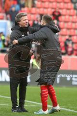 3. Fußball-Liga - Saison 2019/2020 - FC Ingolstadt 04 - FSV Zwickau - Chef-Trainer Jeff Saibene (FCI) und Dennis Eckert Ayensa (#7,FCI)  - Foto: Meyer Jürgen