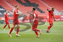 3. Liga - FC Ingolstadt 04 - FC Bayern Amateure - Tor Ausgleich Jubel 1:1 Marcel Gaus (19, FCI) mit Filip Bilbija (35, FCI) Björn Paulsen (4, FCI)