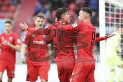 Im Bild: Tor für den FC Ingolstadt durch Thomas Keller (#27 FC Ingolstadt) - jubel mit Fatih Kaya (#9 FC Ingolstadt)

Fussball - 3. Bundesliga - Ingolstadt - Saison 2019/2020 - FC Ingolstadt 04 - M1. FC Kaiserlautern - 01.02.2020 -  Foto: Ralf Lüger