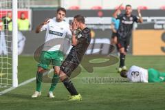 3. Fußball-Liga - Saison 2019/2020 - FC Ingolstadt 04 -  Preußen Münster - Fatih Kaya (#9,FCI)  - Oliver Schnitzler Torwart (#1 Preußen Münster) - Marcel Gaus (#19,FCI)  - Foto: Meyer Jürgen