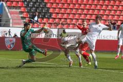 3. Fußball-Liga - Saison 2019/2020 - FC Ingolstadt 04 - Victoria Köln - Andre Weiss Torwart Köln - Björn Paulsen (#4,FCI)  - Dennis Eckert Ayensa (#7,FCI)  - Foto: Meyer Jürgen