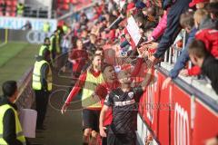 3. Fußball-Liga - Saison 2019/2020 - FC Ingolstadt 04 -  Preußen Münster - Die Spieler bedanken sich bei den Fans - Nico Antonitsch (#5,FCI)  - Fatih Kaya (#9,FCI)  - Björn Paulsen (#4,FCI)  - Foto: Jürgen Meyer