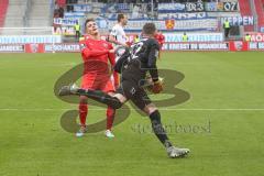 3. Liga - FC Ingolstadt 04 - FC Ingolstadt 04 - SV Meppen - Dennis Eckert Ayensa (#7,FCI)  - Erik Domaschke Torwart (#32 SV Meppen) - Foto: Stefan Bösl