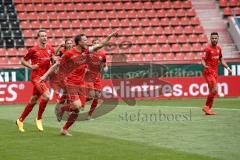 3. Liga - FC Ingolstadt 04 - FC Bayern Amateure - Tor Ausgleich Jubel 1:1 Marcel Gaus (19, FCI) mit Tobias Schröck (21, FCI) Björn Paulsen (4, FCI) Filip Bilbija (35, FCI) Fatih Kaya (9, FCI)