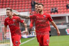 3. Liga - FC Ingolstadt 04 - Carl Zeiss Jena - Tor Jubel 1:0 Robin Krauße (23, FCI) mit Stefan Kutschke (30, FCI) Michael Heinloth (17, FCI)