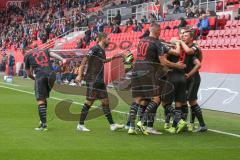 3. Fußball-Liga - Saison 2019/2020 - FC Ingolstadt 04 - Chemnitzer FC - Der 1:0 Führungstreffer durch Fatih Kaya (#9,FCI)  - jubel - Büch Gordon (#38 FCI) - Robin Krausse (#23,FCI)  - Stefan Kutschke (#30,FCI)  - Foto: Meyer Jürgen