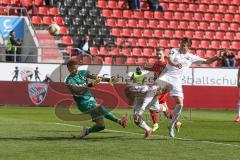 3. Fußball-Liga - Saison 2019/2020 - FC Ingolstadt 04 - Victoria Köln - Andre Weiss Torwart Köln - Björn Paulsen (#4,FCI)  - Dennis Eckert Ayensa (#7,FCI)  - Foto: Meyer Jürgen