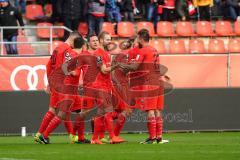 3. Liga - Fußball - FC Ingolstadt 04 - FSV Zwickau - Tor Jubel Maximilian Beister (10, FCI) mit Tobias Schröck (21, FCI) Robin Krauße (23, FCI) Peter Kurzweg (16, FCI) Stefan Kutschke (30, FCI) Marcel Gaus (19, FCI)