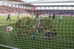 3. Fußball-Liga - Saison 2019/2020 - FC Ingolstadt 04 -  Preußen Münster - Der 3:2 Führungstreffer durch Tobias Schröck (#21,FCI)  - Oliver Schnitzler Torwart (#1 Preußen Münster) - jubel - Foto: Meyer Jürgen