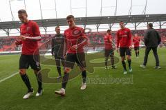 3. Fußball-Liga - Saison 2019/2020 - FC Ingolstadt 04 -  Preußen Münster - Tobias Schröck (#21,FCI)  - Dennis Eckert Ayensa (#7,FCI)  - Foto: Meyer Jürgen