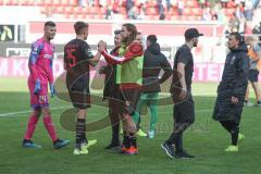 3. Fußball-Liga - Saison 2019/2020 - FC Ingolstadt 04 -  Preußen Münster - Filip Bilbija (#35,FCI)  - Björn Paulsen (#4,FCI)  - nach dem Spiel  - Foto: Meyer Jürgen