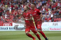 Im Bild: Tor durch Maximilian Beister (#10 FCI) - jubel mit Stefan Kutschke (#30 FCI)

Fussball - 3. Bundesliga - Ingolstadt - Saison 2019/2020 - FC Ingolstadt 04 - MSV Duisburg - 27.07.2019 -  Foto: Ralf Lüger/rsp-sport.de