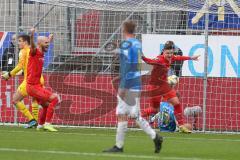 3. Fußball-Liga - Saison 2019/2020 - FC Ingolstadt 04 - Carl Zeiss Jena - Der 2:0 Führungstreffer durch Thomas Keller (#27,FCI)  - Flemming Niemann Torwart (#1 Jena) - Nico Antonitsch (#5,FCI)  - Pierre Fassnacht (#17 Jena) - Jubel - Foto: Meyer Jürgen