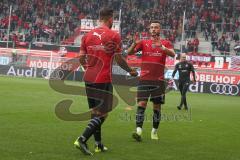 3. Fußball-Liga - Saison 2019/2020 - FC Ingolstadt 04 -  Preußen Münster - Fatih Kaya (#9,FCI)  - Robin Krausse (#23,FCI)   -Foto: Meyer Jürgen