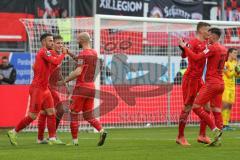 3. Fußball-Liga - Saison 2019/2020 - FC Ingolstadt 04 - Carl Zeiss Jena - Der 3:0 Führungstreffer durch Dennis Eckert Ayensa (#7,FCI) - jubel - Fatih Kaya (#9,FCI)  - Stefan Kutschke (#30,FCI)  - Nico Antonitsch (#5,FCI)  - Foto: Meyer Jürgen