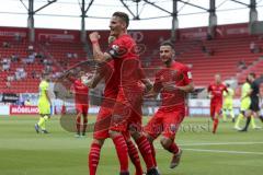 Im Bild: Tor durch Maximilian Beister (#10 FCI) - jubel mit Stefan Kutschke (#30 FCI) und Fatih Kaya (#9 FCI)

Fussball - 3. Bundesliga - Ingolstadt - Saison 2019/2020 - FC Ingolstadt 04 - MSV Duisburg - 27.07.2019 -  Foto: Ralf Lüger/rsp-sport.de