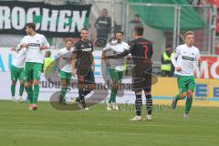 3. Fußball-Liga - Saison 2019/2020 - FC Ingolstadt 04 -  Preußen Münster - Der 0:2 Führungstreffer - Tobias Schröck (#21,FCI)  - Dennis Eckert Ayensa (#7,FCI) - Foto: Meyer Jürgen