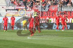 3. Fußball-Liga - Saison 2019/2020 - FC Ingolstadt 04 - Hallescher FC - Der 1:2 Treffer - Torwart Fabijan Buntic (#24,FCI)  - Enttäuschung - Foto: Meyer Jürgen