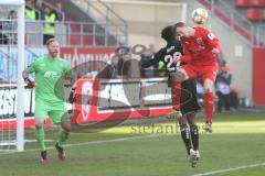 3. Fußball-Liga - Saison 2019/2020 - FC Ingolstadt 04 - KFC Uerdingen - Lukas Königshofer Torwart (#1 Uerdingen) - Marcel Gaus (#19,FCI)  - Boubacar Barry (#22 Uerdingen) - Foto: Meyer Jürgen