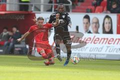 3. Fußball-Liga - Saison 2019/2020 - FC Ingolstadt 04 - KFC Uerdingen - Björn Paulsen (#4,FCI)  - Osayamen Osawe (#35 Uerdingen) - Foto: Meyer Jürgen