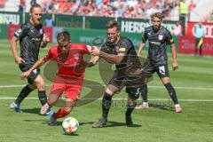 3. Fußball-Liga - Saison 2019/2020 - FC Ingolstadt 04 - Hallescher FC - Dennis Eckert Ayensa (#7,FCI)  - Jannes Vollert (#5 HFC) - Foto: Meyer Jürgen
