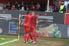 3. Fußball-Liga - Saison 2019/2020 - FC Ingolstadt 04 - Carl Zeiss Jena - Der 4:1 Führungstreffer durch Dennis Eckert Ayensa (#7,FCI) - jubel - Ganiggia Ginola Elva (#14,FCI)  - Foto: Meyer Jürgen