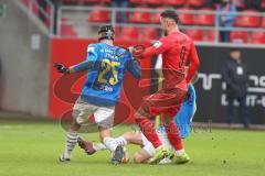 3. Fußball-Liga - Saison 2019/2020 - FC Ingolstadt 04 - Carl Zeiss Jena - Justin Schau (#25 Jena) - Fatih Kaya (#9,FCI)  - Foto: Meyer Jürgen