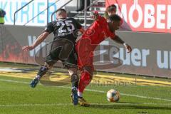 3. Fußball-Liga - Saison 2019/2020 - FC Ingolstadt 04 - KFC Uerdingen - Frederic Ananou (#2,FCI) - Rijad Kobiljar (#25 Uerdingen) - Foto: Meyer Jürgen