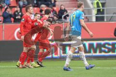 3. Liga - FC Ingolstadt 04 - Carl Zeiss Jena - Tor Jubel 2:0 durch Thomas Keller (27, FCI) Marcel Gaus (19, FCI) Peter Kurzweg (16, FCI) Michael Heinloth (17, FCI)