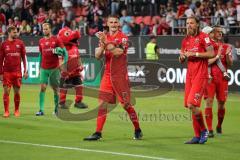 3. Liga - Fußball - FC Ingolstadt 04 - Würzburger Kickers - Jubel bei den Fans, Klatschen Freude Danke Stefan Kutschke (30, FCI) Marcel Gaus (19, FCI) Björn Paulsen (4, FCI)