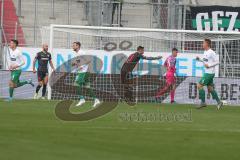 3. Fußball-Liga - Saison 2019/2020 - FC Ingolstadt 04 -  Preußen Münster - Der 0:1 Führungstreffer - Robin Krausse (#23,FCI)  - Michael Heinloth (#17,FCI)  - Nico Antonitsch (#5,FCI)  - Torwart Fabijan Buntic (#24,FCI)  - Foto: Meyer Jürgen