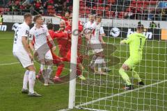 3. Fußball-Liga - Saison 2019/2020 - FC Ingolstadt 04 - 1.FC Kaiserslautern - Thomas Keller (#27,FCI)  mit dem 2:1 Führungstreffer - Lennart Grill Torwart (#1 Kaiserslautern) - Fatih Kaya (#9,FCI)  - Jubel - Foto: Meyer Jürgen