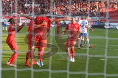 3. Fußball-Liga - Saison 2019/2020 - FC Ingolstadt 04 - Hansa Rostock - Agyemang Diawusie (#11,FCI)  wird gefoult und es gibt Strafstoß - Stefan Kutschke (#30,FCI)  verwandelt den Elfmeter zum 1:0 Führungstreffer - jubel - Foto: Meyer Jürgen