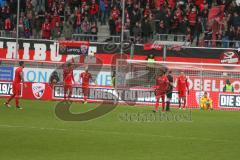 3. Liga - FC Ingolstadt 04 - FC Ingolstadt 04 - SV Meppen - Enttäuschte Spieler nach dem 1:1 Ausgleichstreffer - Foto: Stefan Bösl