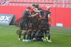 3. Fußball-Liga - Saison 2019/2020 - FC Ingolstadt 04 -  Preußen Münster - Der 3:2 Führungstreffer durch Tobias Schröck (#21,FCI)  -Nico Antonitsch (#5,FCI)  - Michael Heinloth (#17,FCI)  - jubel - Foto: Meyer Jürgen