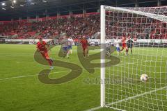 3. Fußball-Liga - Saison 2019/2020 - FC Ingolstadt 04 - Hansa Rostock - Stefan Kutschke (#30,FCI)  trifft per Elfmeter zum 2:2 ausgleich - jubel - Markus Kolke Torwart (#1 Rostock) - Foto: Meyer Jürgen