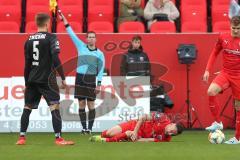 3. Fußball-Liga - Saison 2019/2020 - FC Ingolstadt 04 - FSV Zwickau - Fatih Kaya (#9,FCI)  wird gefoult - Dennis Eckert Ayensa (#7,FCI)  - Sascha Härtel (#5 Zwickau) - Foto: Meyer Jürgen