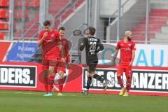 3. Fußball-Liga - Saison 2019/2020 - FC Ingolstadt 04 - FSV Zwickau - Der 1:1 Ausgleichstreffer - Enttäuschte Gesichter - Maximilian Thalhammer (#6,FCI) - Marcel Gaus (#19,FCI)  - Nico Antonitsch (#5,FCI)  - Foto: Meyer Jürgen