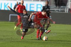 3. Fußball-Liga - Saison 2019/2020 - FC Ingolstadt 04 - KFC Uerdingen - Peter Kurzweg (#16,FCI)  - Frank Evina (#18 Uerdingen) - Foto: Meyer Jürgen