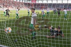 3. Fußball-Liga - Saison 2019/2020 - FC Ingolstadt 04 -  Preußen Münster - Der 3:2 Führungstreffer durch Tobias Schröck (#21,FCI)  - Oliver Schnitzler Torwart (#1 Preußen Münster) - jubel - Foto: Meyer Jürgen