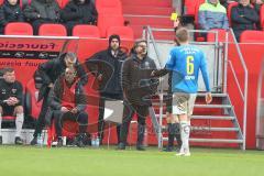 3. Fußball-Liga - Saison 2019/2020 - FC Ingolstadt 04 - Carl Zeiss Jena - Gelbe Karte für Chef-Trainer Jeff Saibene (FCI) - Foto: Meyer Jürgen